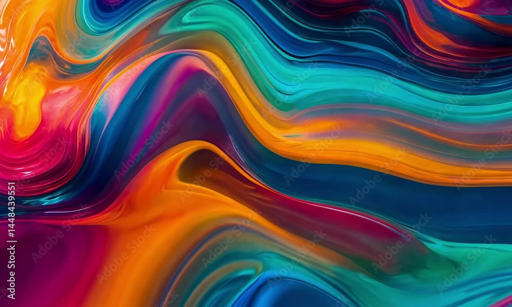 Abstract colorful waves in vibrant fluid art style Loop video Abstract colorful waves in vibrant fluid art style Loop video