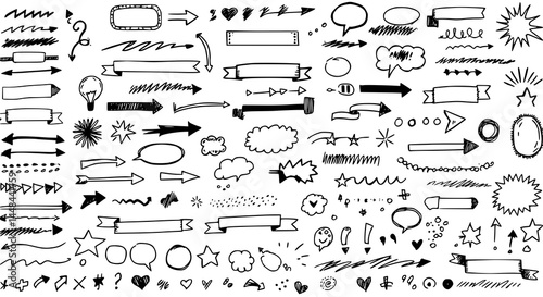 Hand-drawn Arrows Banners Speech Bubbles Stars and Doodle Elements
