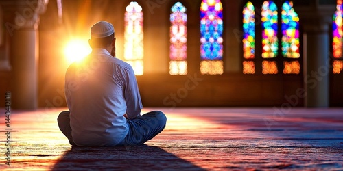 man praying at mosque 