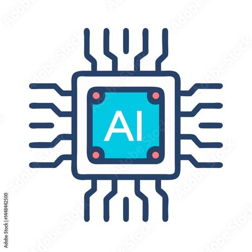 AI Chip Core Inside Microprocessor Icon Representing Advanced Computing and Intelligent Processing