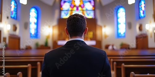 man praying at synagogue 