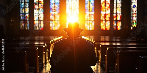 man praying at synagogue 