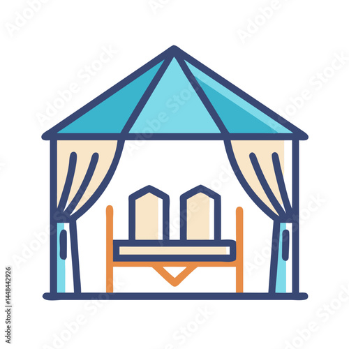 Beach Cabana Tent Icon Representing Resort Lounge and Relaxation Space
