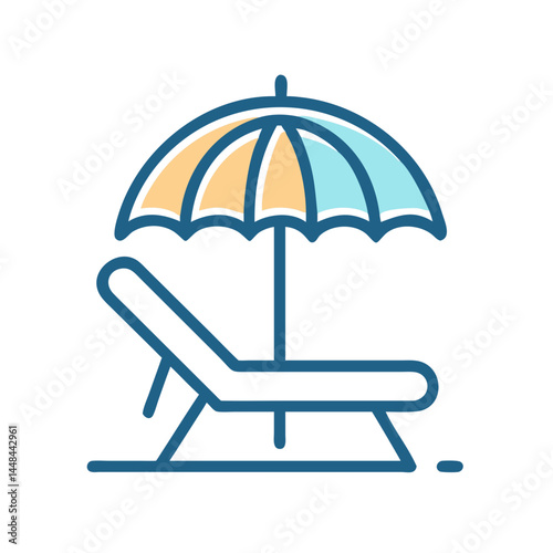 Beach Chair with Umbrella Icon Representing Sunbathing and Beach Relaxation