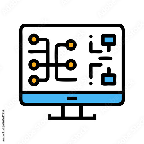 Circuit Network Diagram Display Icon Representing Electrical Systems and Connectivity