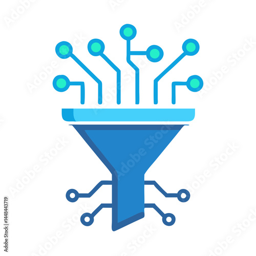 Data Funnel Icon Representing AI Data Processing and Intelligent Information Flow