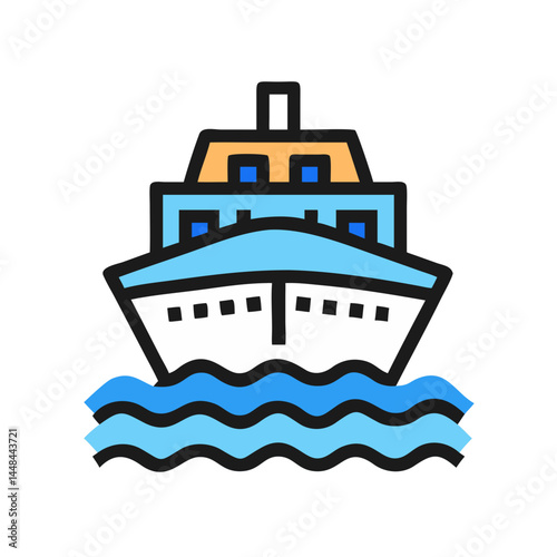Cruise Ship Icon Representing Ocean Travel and Luxury Voyage