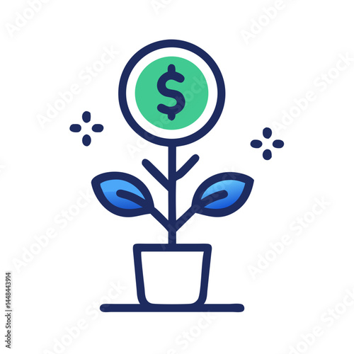 Dollar Plant Icon Representing Financial Growth and Strategic Investment