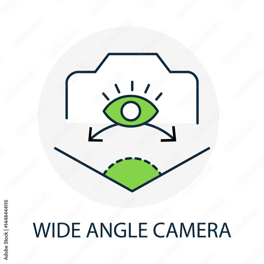 Obraz premium Wide Angle Camera – Lens Icon Representing Broader Visual Coverage with editable stroke