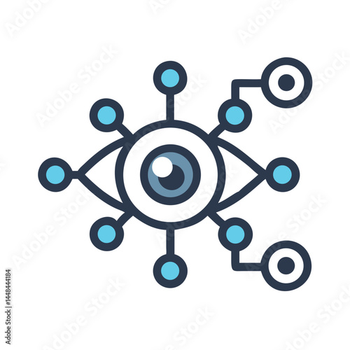 Eye Connected to Neural Pathways Icon Representing AI Vision and Cognitive Processing