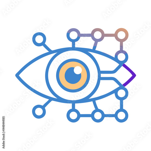 Eye Connected to Neural Pathways Icon Representing AI Vision and Cognitive Processing