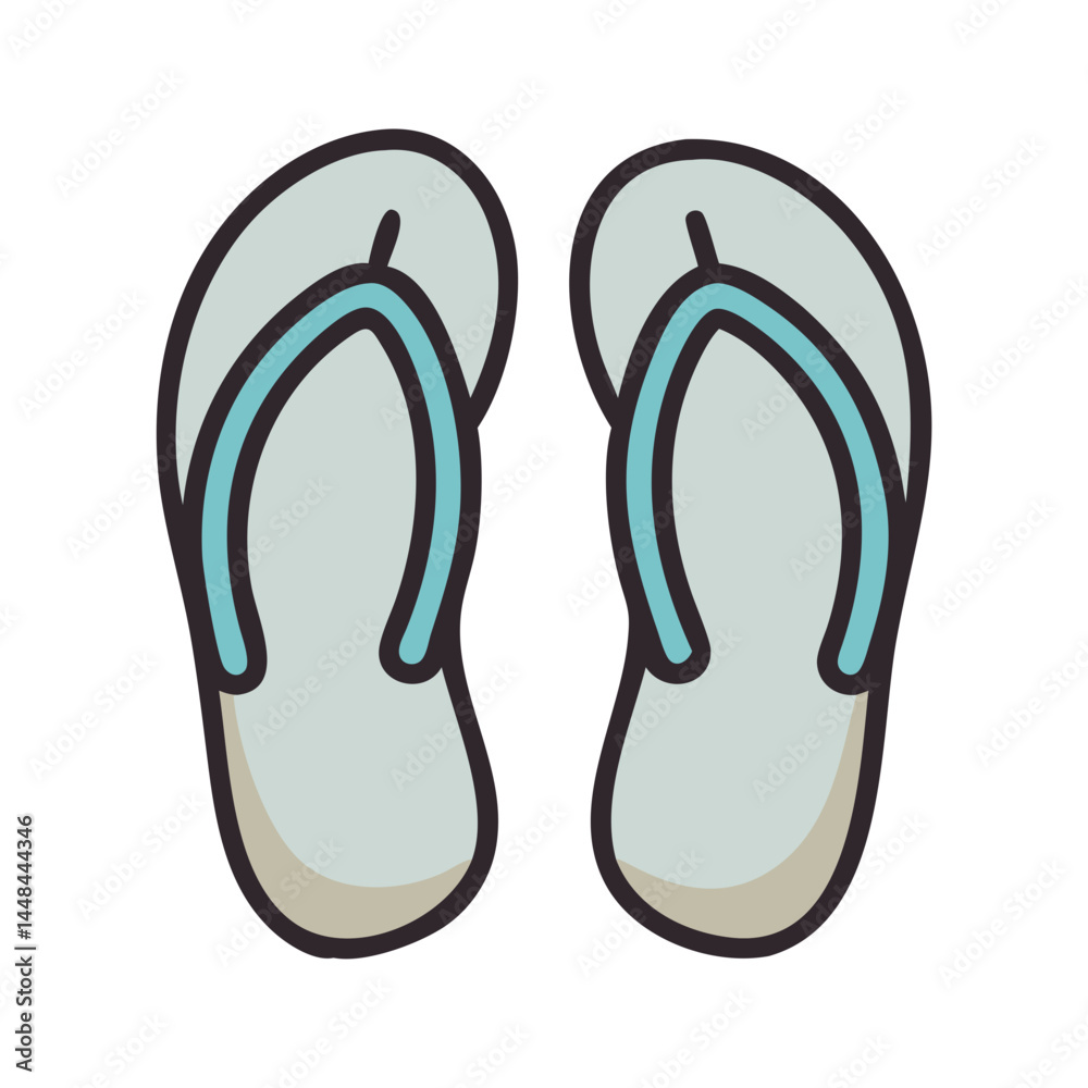 Flip Flops Footwear Icon Representing Beachwear and Summer Casual Style