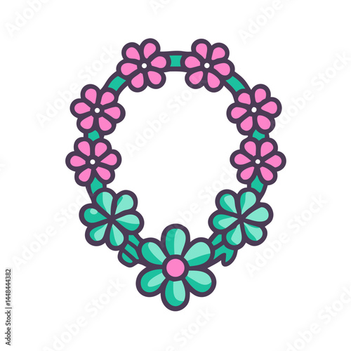 Flower Lei Necklace Icon Representing Hawaiian Accessory and Tropical Fashion