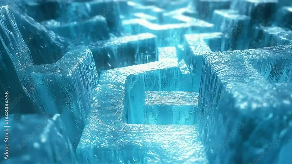 Abstract blue geometric ice blocks