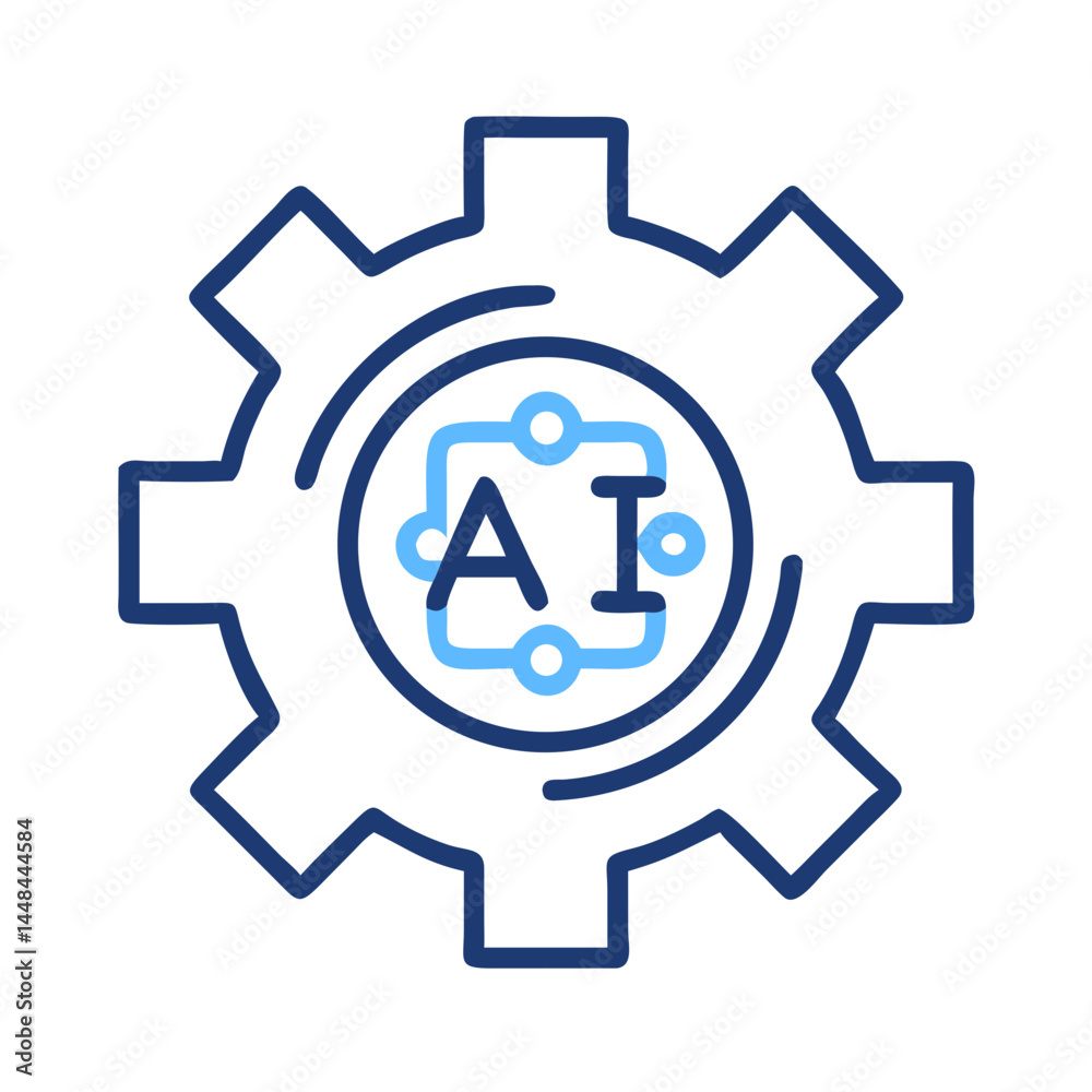 Gear with Power Symbol Icon Representing AI Configuration and Intelligent System Setup Gear with Power Symbol Icon Representing AI Configuration and Intelligent System Setup