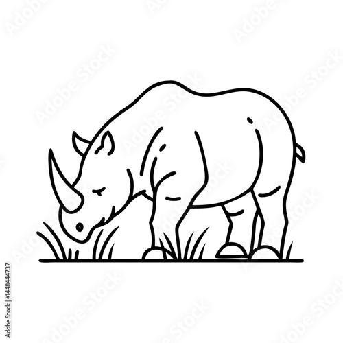 rhino grazing icon, rhino grazing vector illustration-simple illustration of rhino grazing, perfect for rhino grazing logos and icons