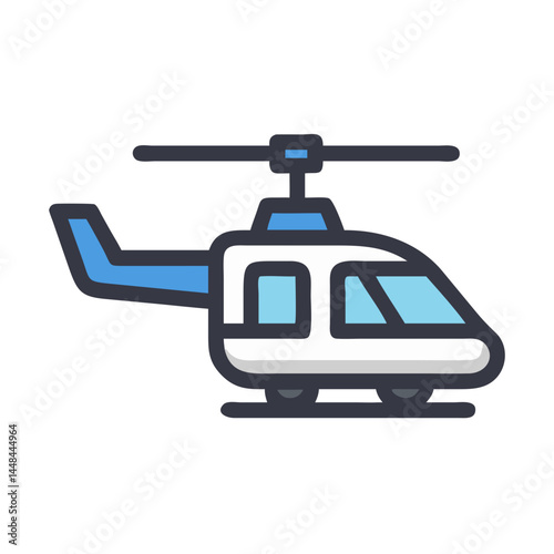 Helicopter Side View Icon Representing Air Lift Transportation and Aerial Mobility