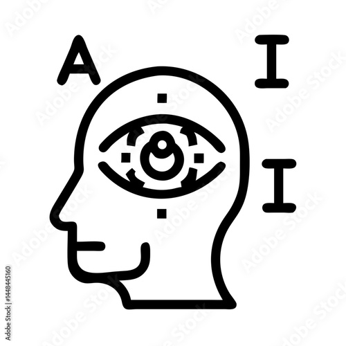 Human Head with Eye Symbol Icon Indicating AI Recognition and Visual Intelligence