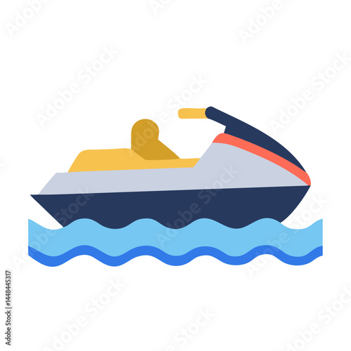 Jet Ski on Water Icon Representing Sea Adventure and Water Sports
