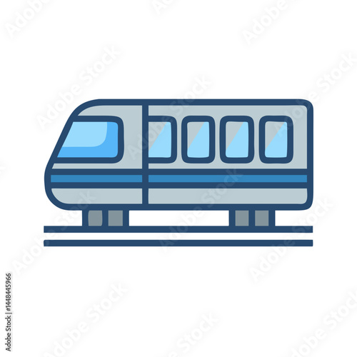 Monorail Train Icon Representing Elevated Rail Transit and Urban Transportation