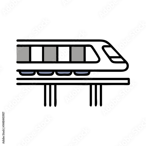 Monorail Train Icon Representing Elevated Rail Transit and Urban Transportation