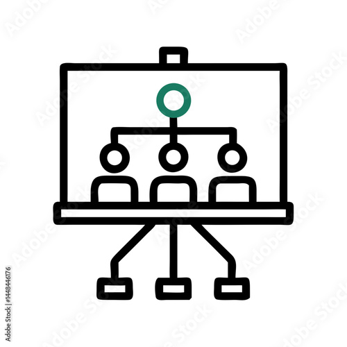 Organizational Chart on Tripod Icon Representing Business Structure and Corporate Hierarchy