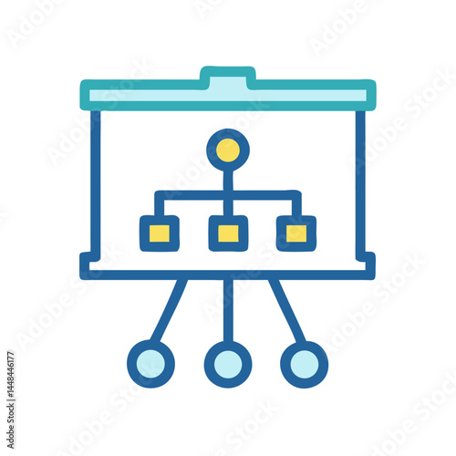 Organizational Chart on Tripod Icon Representing Business Structure and Corporate Hierarchy