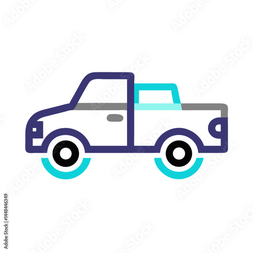 Pickup Truck Icon Representing Utility Vehicle and Cargo Transport