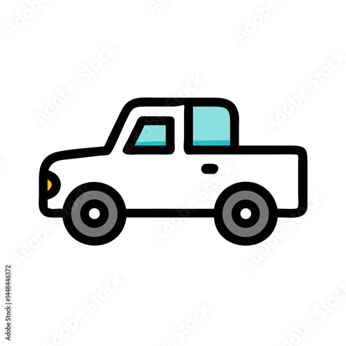 Pickup Truck Icon Representing Utility Vehicle and Cargo Transport