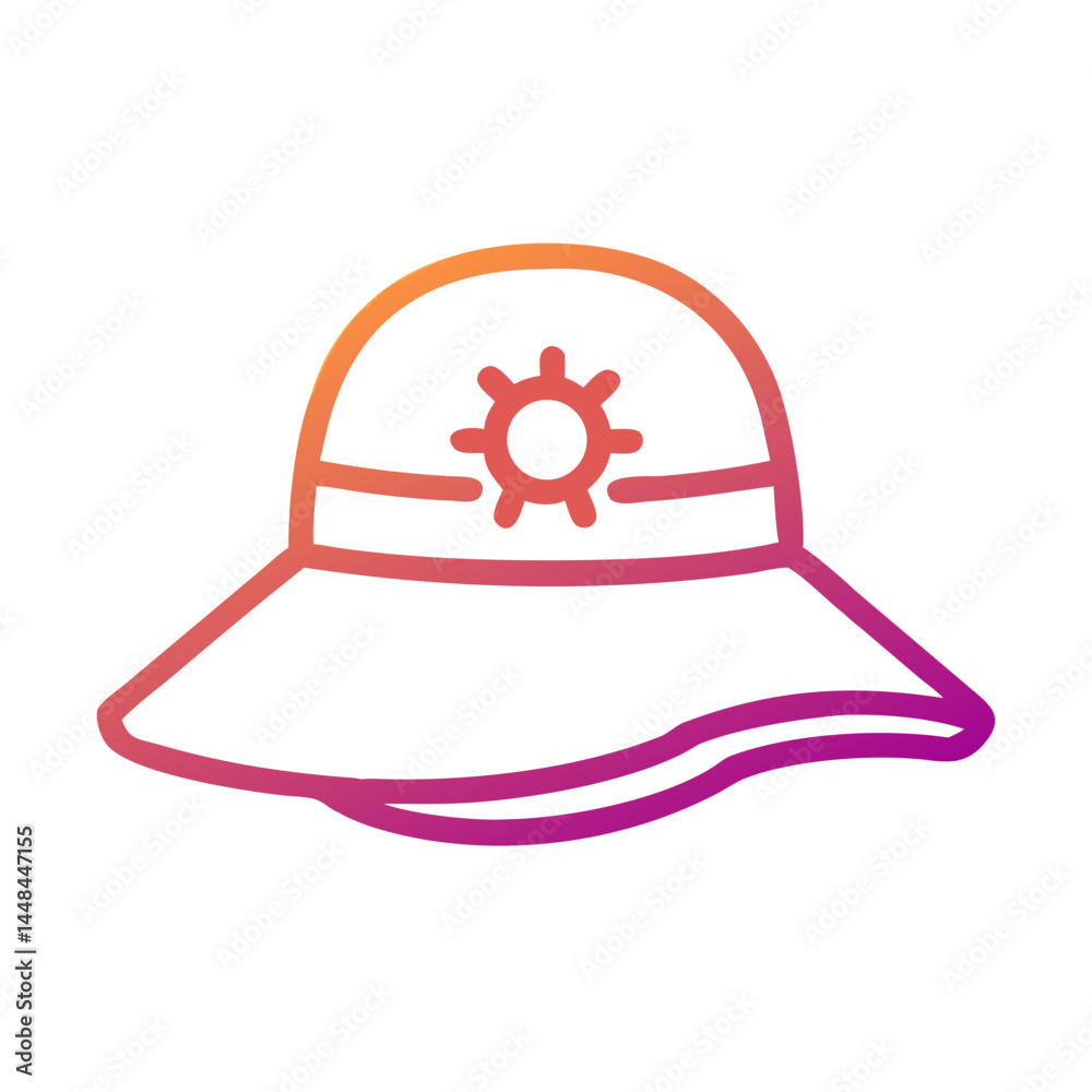 Sun Hat Icon Representing Summer Fashion and Sun Protection Sun Hat Icon Representing Summer Fashion and Sun Protection