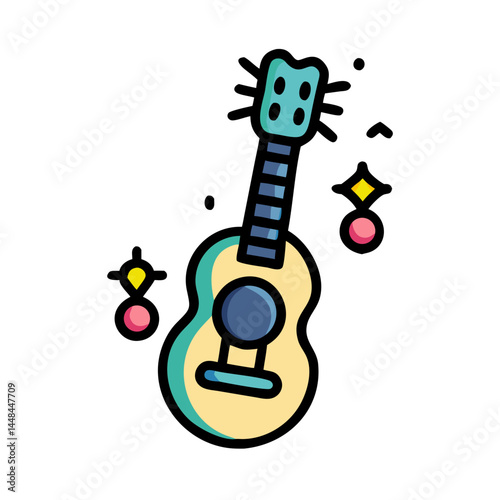 Ukulele Guitar Icon Representing Island Music and Tropical Vibes