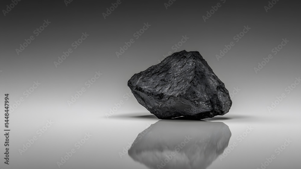 Naklejka premium Single Dark Grey Rock Stone Isolated on White Background