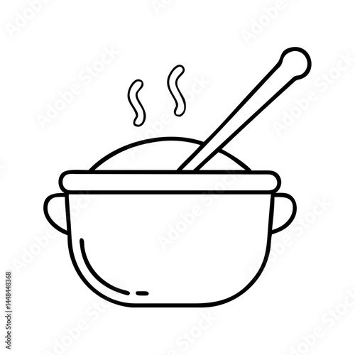 soup pot with ladle icon, soup pot with ladle vector illustration-simple illustration of soup pot with ladle, perfect for soup pot with ladle logos and icons