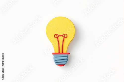 3D idea bulb symbol in whimsical storybook style on white background