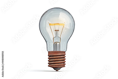 3D idea bulb symbol in whimsical storybook style on white background