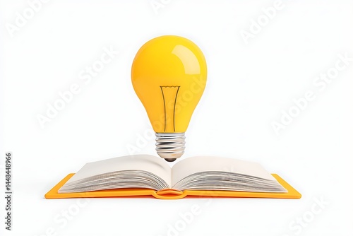 3D idea bulb symbol in whimsical storybook style on white background