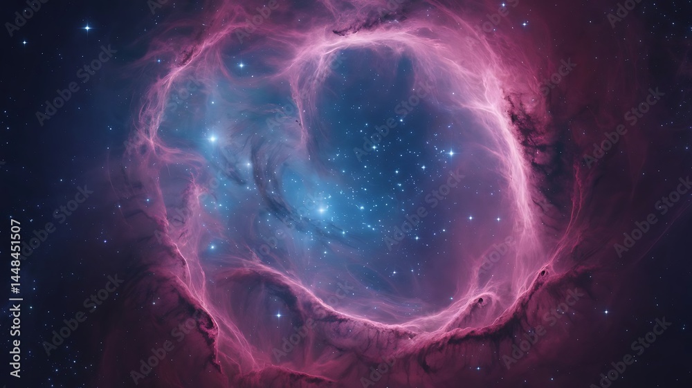 Ultra-High-Resolution Swirling Pink and Purple Cosmic Nebula Vortex with Stellar Glow and Ethereal Light Trails in Deep Space