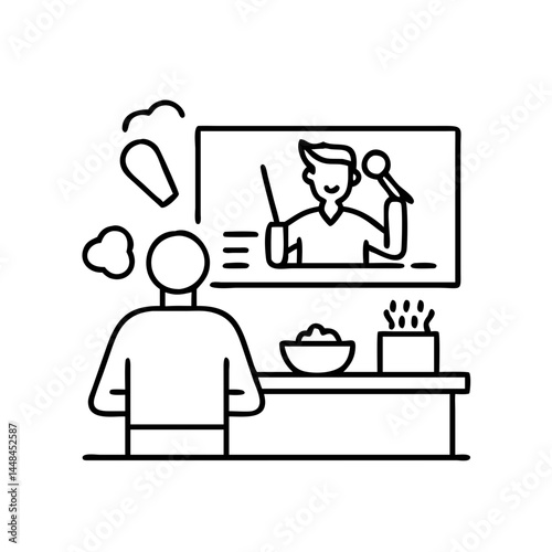 watching a cooking show icon, watching a cooking show vector illustration-simple illustration of watching a cooking show, perfect for watching a cooking show logos and icons