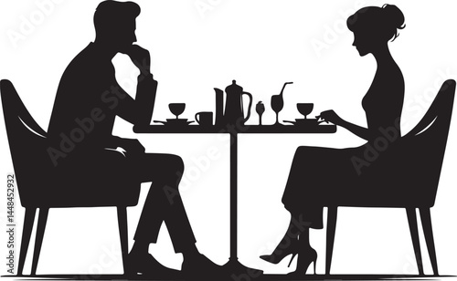  vector Couple sitting in restaurant 