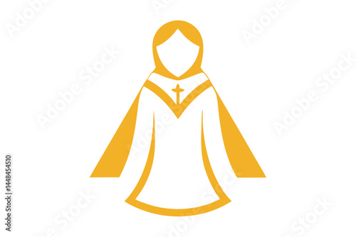 Abstract golden figure in religious robes with a cross emblem vector illustration