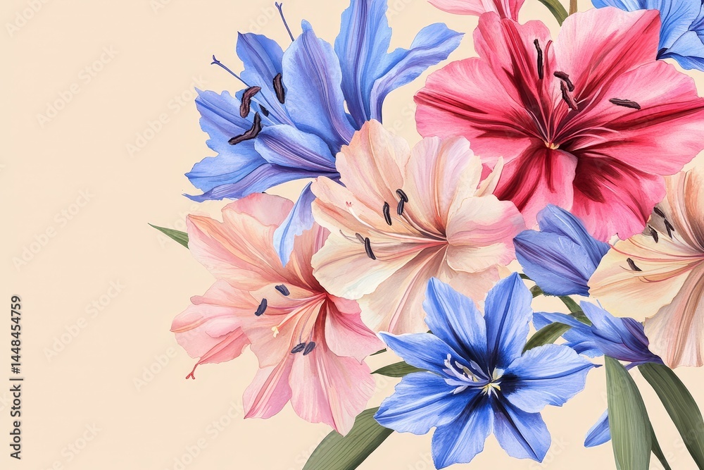 Obraz premium Delicate floral arrangement in pastel hues.