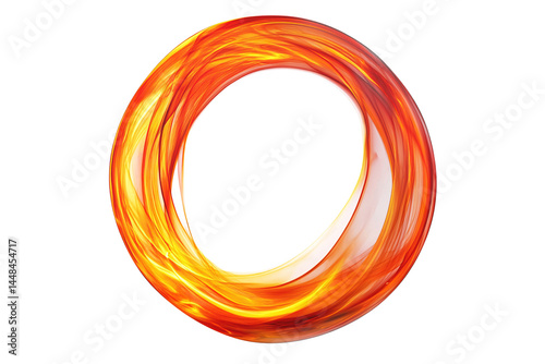 Obraz na płótnie Circle of orange smoke on transparent background. smoke forms round frame. design element. ink. modern style. minimalism w salonie