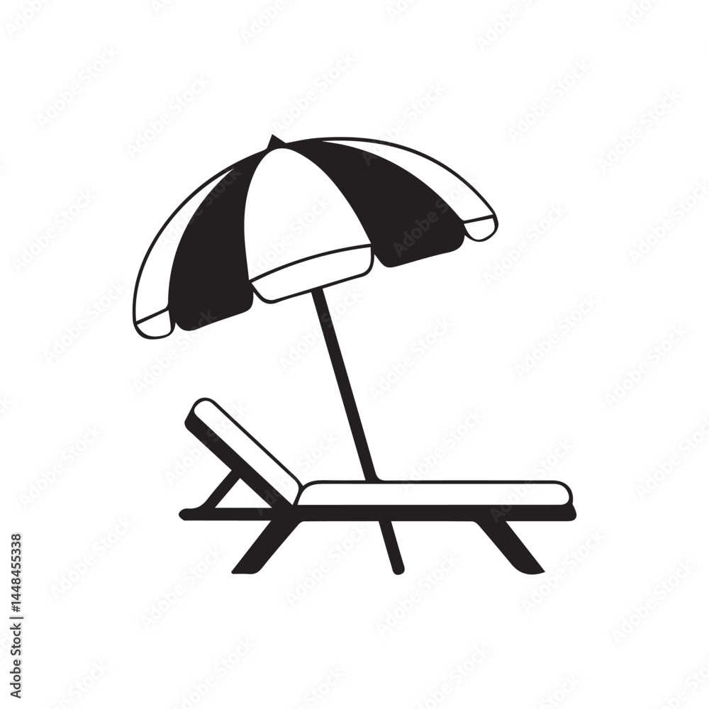 beach chair and umbrella