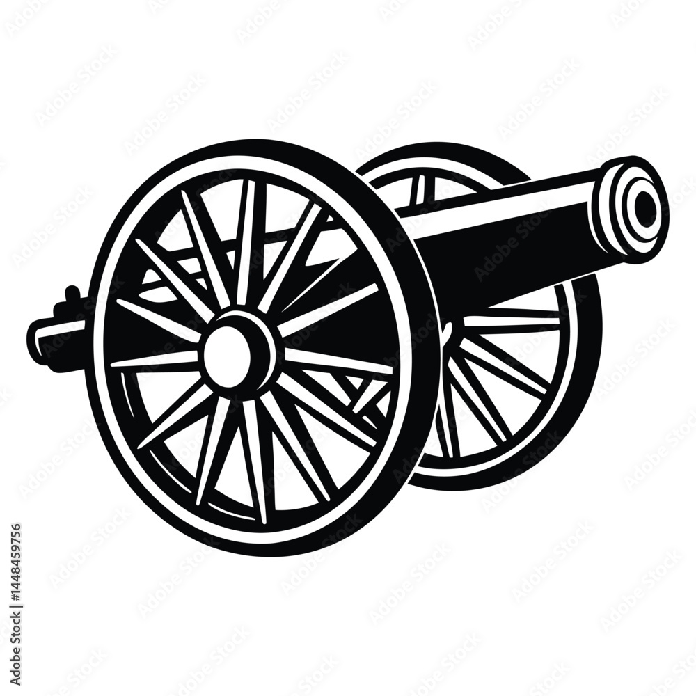 Fototapeta premium Old cannon silhouette Vector illustration