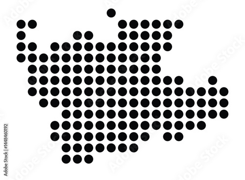 Symbol Map Of the City Bensheim (Germany) showing the city with a pattern of just a few black dots