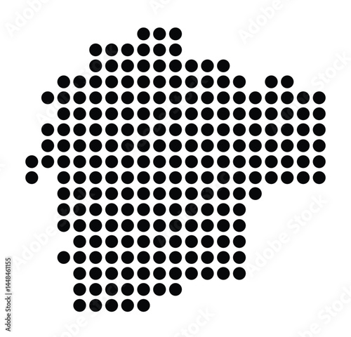 Symbol Map Of the City Delitzsch (Germany) showing the city with a pattern of just a few black dots