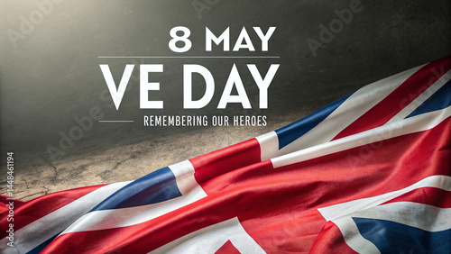  VE Day 8 May Remembrance Design with UK Flag  Victory in Europe Tribute  Generative AI photo