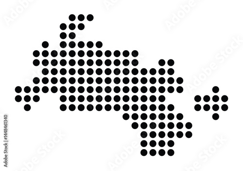 Symbol Map Of the City Ehingen (Donau) (Germany) showing the city with a pattern of just a few black dots