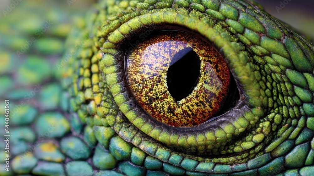 Obraz premium Reptilian Gaze: Intimate Close-Up of a Lizard's Eye