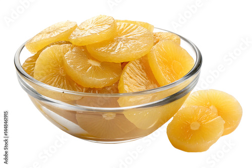 A yellow bowl of sweet, fresh Abiu slices is a healthy vegetarian snack.